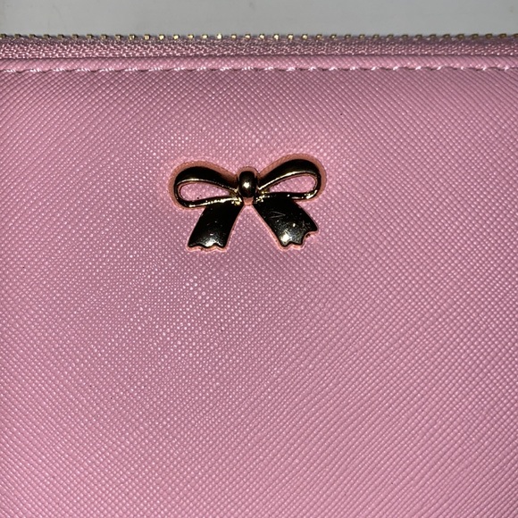Pink gold bow zipper wallet - Picture 2 of 5